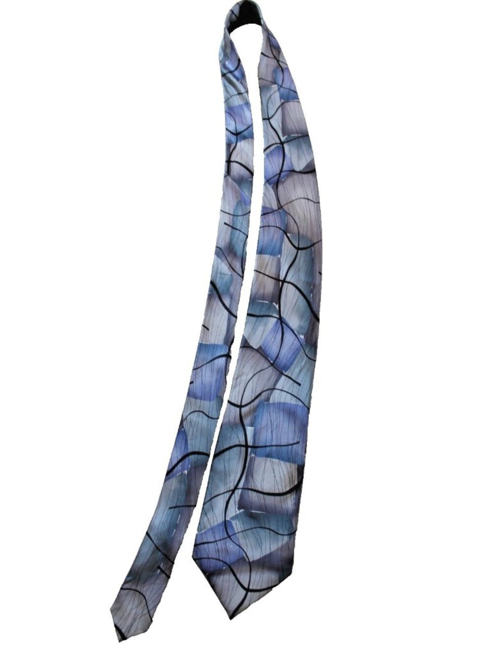 Vintage J. Garcia Handmade Silk Tie Moon Mountains Blue Gray Collection 51